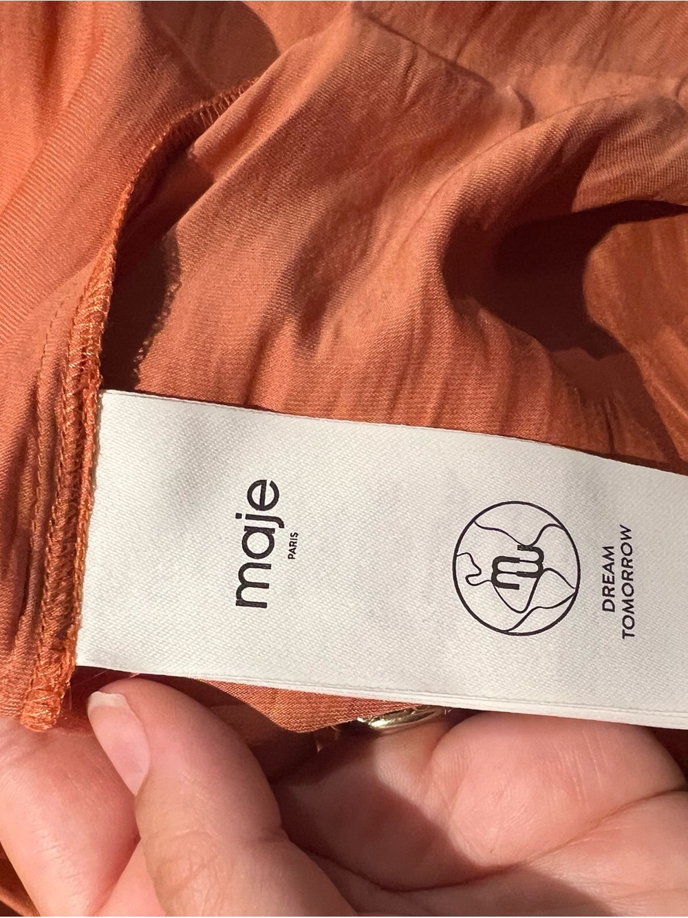 Maje Radjinette tiered satin rust dress - Picture 3 of 9